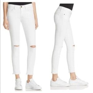Current Elliott The Stiletto White Distressed Skinny Jeans